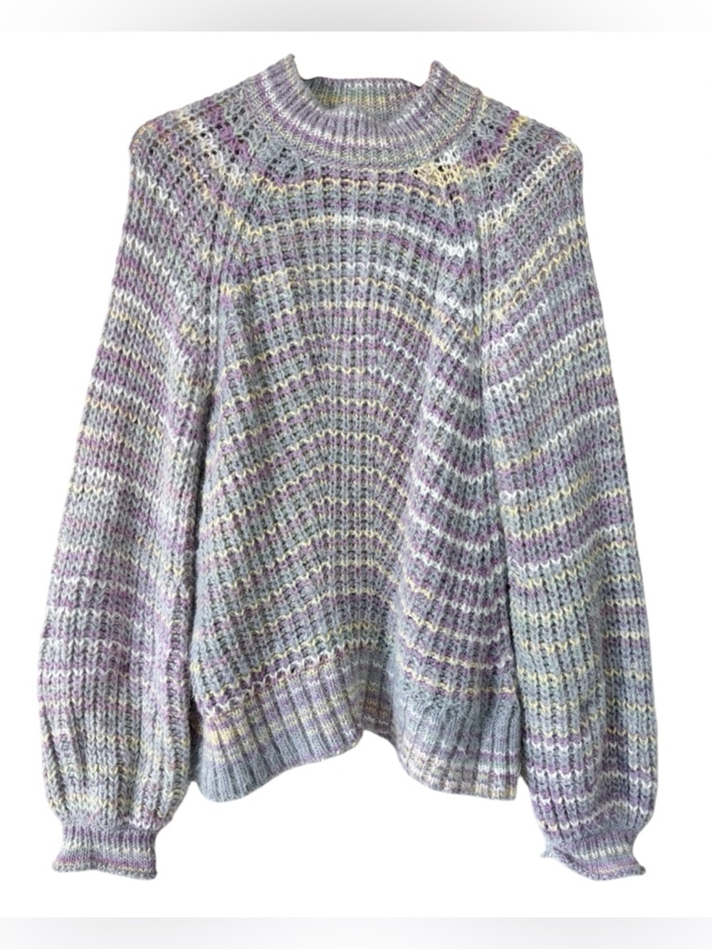 Nicholas Maliya Grey Purple Sweater Sz S Marled Alpaca Loose Knit Pullover
